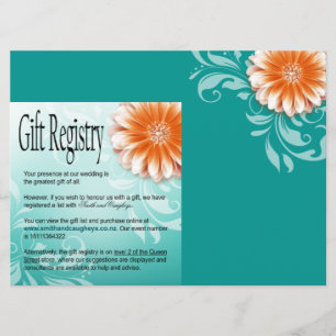 Gerbera-Daisy Orange Aqua Geschenkliste Einladung