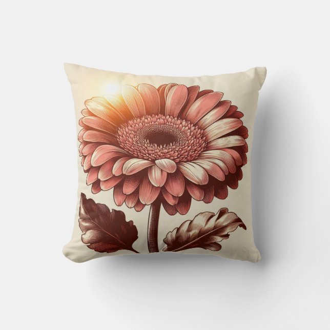Gerbera Daisy Pillow für Garden-Inspiriert Komfort Kissen (Vorderseite)