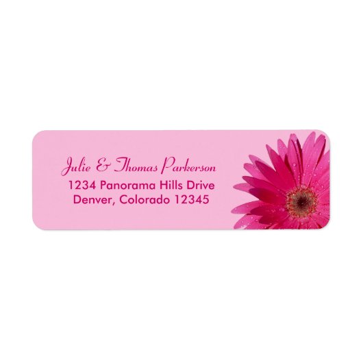 Gerbera Daisy Pink Wedding Rücksendeadresse (Vorne)
