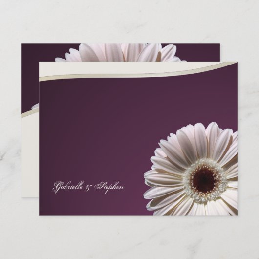 Gerbera Daisy/Plum Extravagant Einladung (Vorne/Hinten)