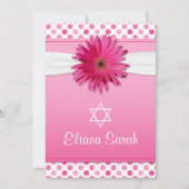 Gerbera Daisy Polka Dot Bat Mitzvah Einladung (Vorderseite)