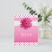 Gerbera Daisy Polka Dot Bat Mitzvah Reply Card RSVP Karte (Stehend Vorderseite)