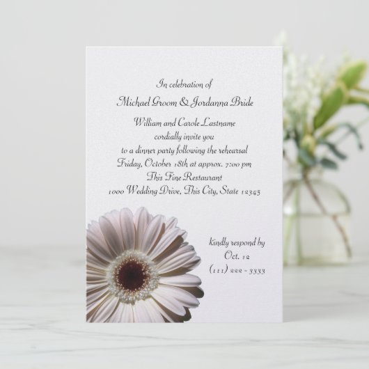 Gerbera Daisy Probe Dinner Einladung (Stehend Vorderseite)