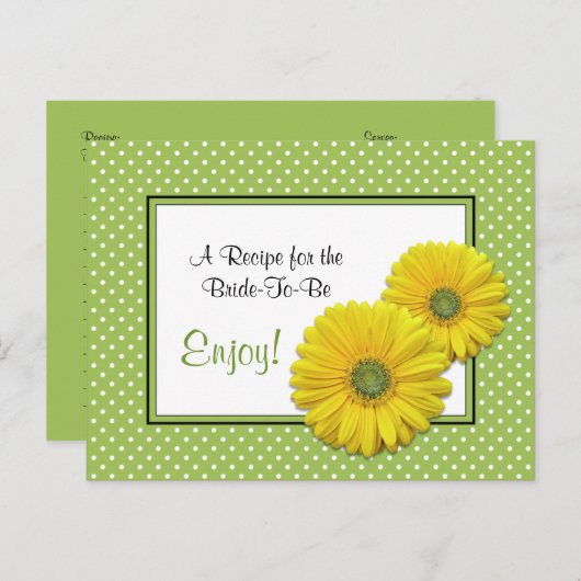 Gerbera Daisy Rezept Card für die Braut Postkarte (Vorne/Hinten)