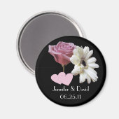 Gerbera Daisy & Rose Wedding Magnet (Vorderseite/Rückseite)
