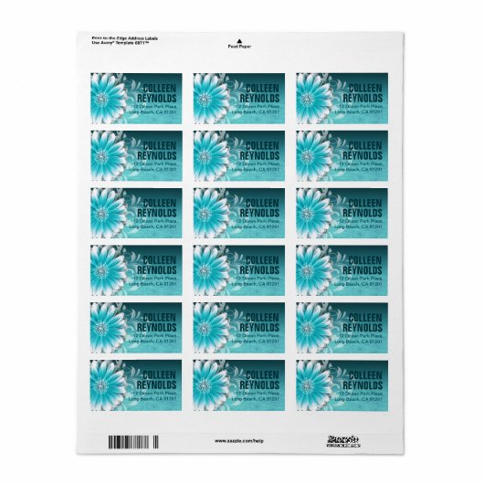 Gerbera Daisy Scroll 1 | AQUAMARIN Adressaufkleber (Vorne)