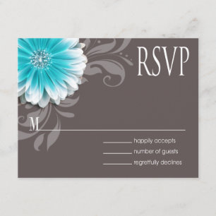 Gerbera Daisy Scroll 1 UAWG aquamarine Tafel RSVP Karte