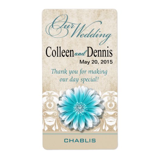 Gerbera Daisy Scroll 1 Weinkarte | AQUAMARIN (Vorne)