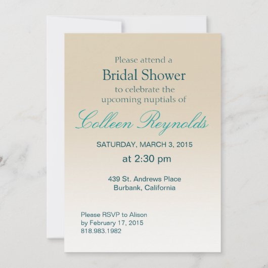 Gerbera Daisy Scroll Brautparty aquamarin Einladung (Rückseite)