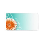 Gerbera Daisy Scroll | Orangenaqua Mailing Adressaufkleber (Vorne)