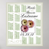 Gerbera Daisy Trio Wedding Guest Seating Chart Poster (Vorne)