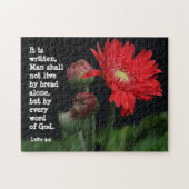 Gerbera Daisy w/ Scripture Verse (Luke 4:4) Puzzle (Horizontal)