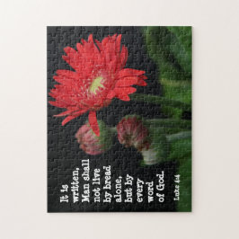 Gerbera Daisy w/ Scripture Verse (Luke 4:4) Puzzle