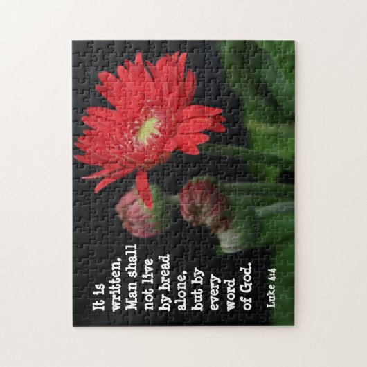 Gerbera Daisy w/ Scripture Verse (Luke 4:4) Puzzle (Vertikal)