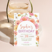 Gerbera-Daisy-Wasserfarben-Blumenbogen-Geburtstag Einladung