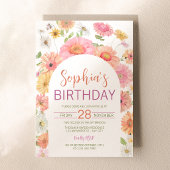 Gerbera-Daisy-Wasserfarben-Blumenbogen-Geburtstag Einladung