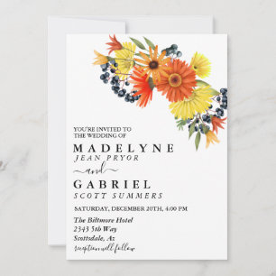 Gerbera Daisy Wedding Bouquet Floral Einladung