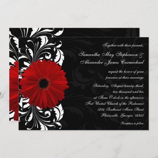 Gerbera Daisy Wedding Einladung (Vorne/Hinten)