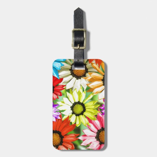 Gerbera farbenfrohe Blume Gepäckanhänger (Vorderseite vertikal)