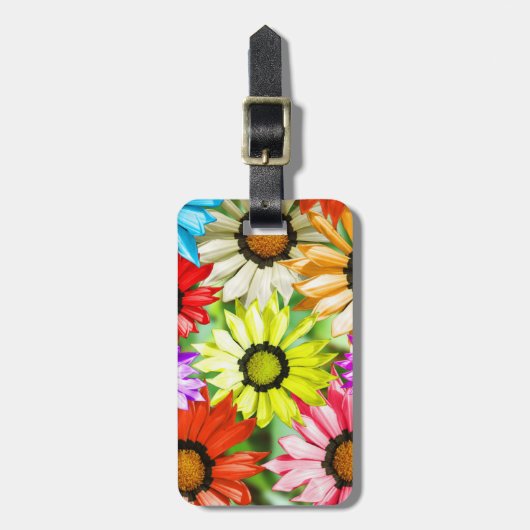 Gerbera farbenfrohe Blume Gepäckanhänger (Vorderseite vertikal)