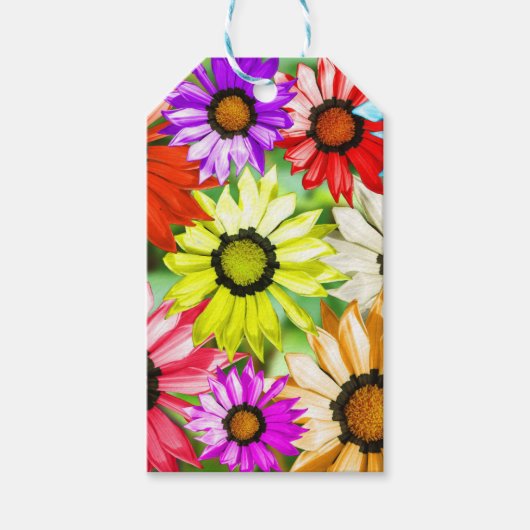 Gerbera farbenfrohe Blume Geschenkanhänger (Vorderseite)