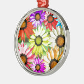 Gerbera farbenfrohe Blume Silbernes Ornament (Links)