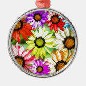 Gerbera farbenfrohe Blume Silbernes Ornament (Vorne)