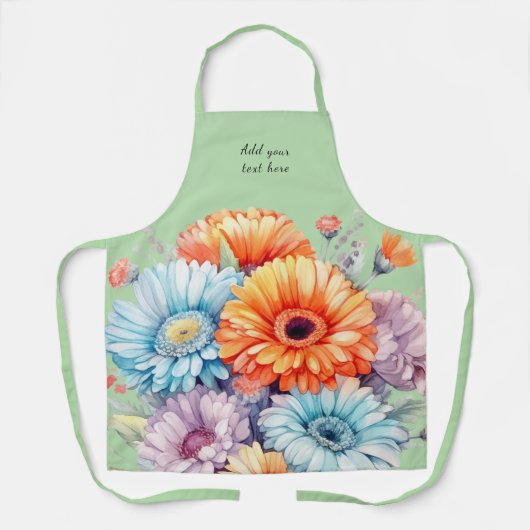 Gerbera flowers custom text green schürze (Vorderseite)