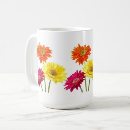 Gerbera-Gänseblümchen Kaffeetasse (Vorderseite Links)