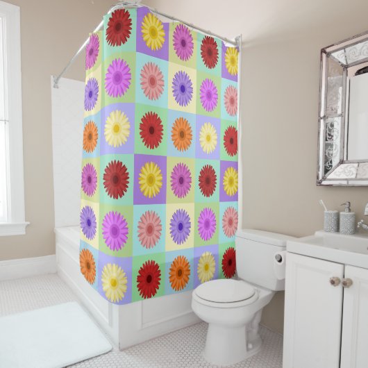 Gerbera-Gänseblümchen-Muster Duschvorhang (Beispiel)