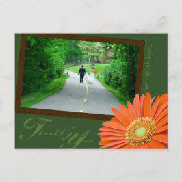 Gerbera-Gänseblümchen-orange gedämpftes Grün Postkarte