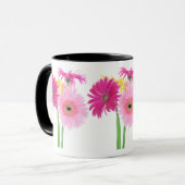 Gerbera-Gänseblümchen Piink Blumen Tasse (Vorderseite Links)