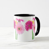 Gerbera-Gänseblümchen Piink Blumen Tasse (VorderseiteRechts)
