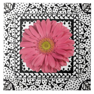 Gerbera-Gänseblümchen-Rosa-Fliese Fliese