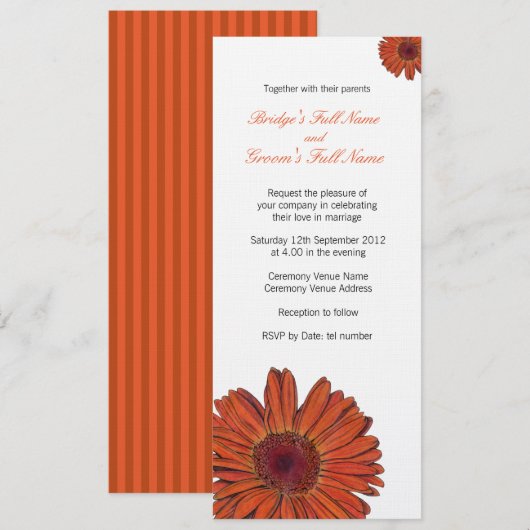 Gerbera Hochzeitseinladung Einladung (Vorne/Hinten)