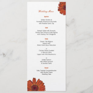 Gerbera Hochzeitsmenü Menükarte