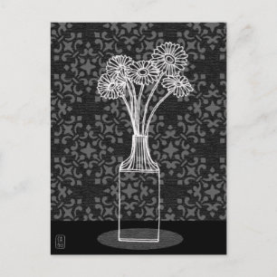 Gerbera in Vase Illustration Postcard Postkarte
