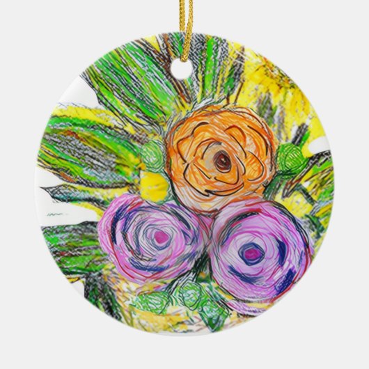 Gerbera-Margerite Keramik Ornament (Vorne)