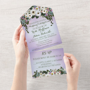 Gerbera-Margeriten-Hochzeitsschwung All In One Einladung