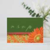 Gerbera Orange Green Script RSVP Cards (Stehend Vorderseite)