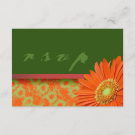Gerbera Orange Green Script RSVP Cards Karte