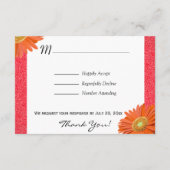 Gerbera Orange Green Script RSVP Cards Karte (Rückseite)