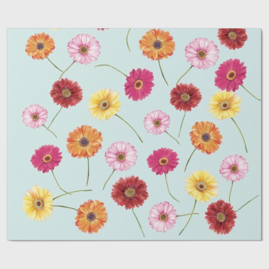 Gerbera,pink,red,orange,yellow wrapping geschenkpapier (Flach)