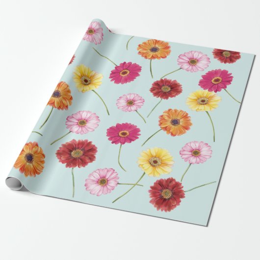 Gerbera,pink,red,orange,yellow wrapping geschenkpapier (Ungerollt)