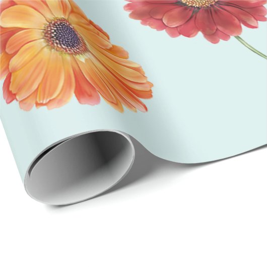 Gerbera,pink,red,orange,yellow wrapping geschenkpapier (Rolleneckpunkt)