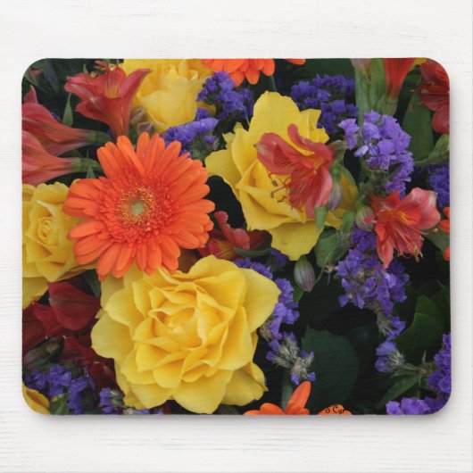 Gerbera-Rosen-Blumenstrauß Mousepad (Vorne)