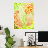Gerbera und Aspidistra elatior, Poster (Heimbüro)