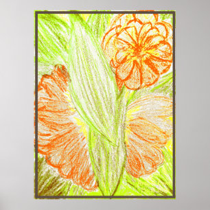 Gerbera und Aspidistra elatior, Poster