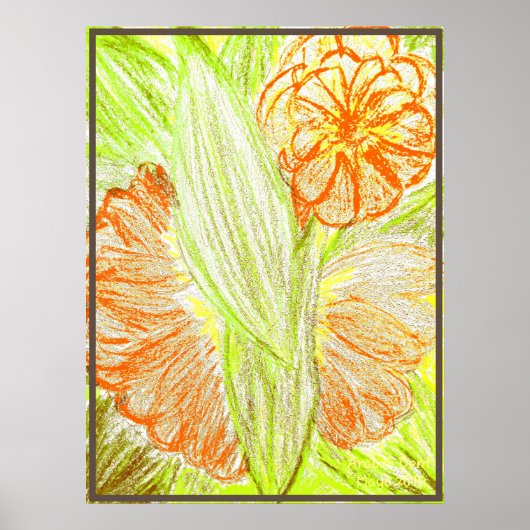 Gerbera und Aspidistra elatior, Poster (Vorne)