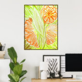 Gerbera und Aspidistra elatior, Poster (Heimbüro)